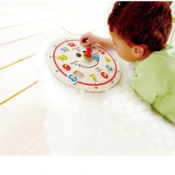 ⏰Hape⏰ Happy Hour Clock Kid's Wooden Time Learning Puzzle - Picture 2 of 10